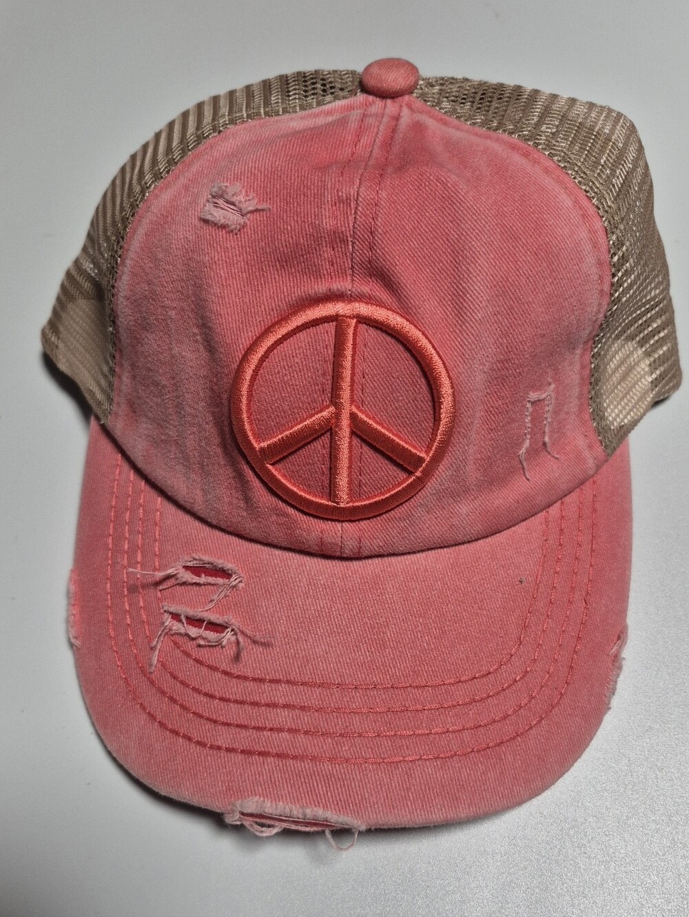 Cc Womens Coral Peace Sign Hat